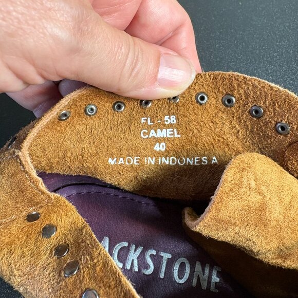 Women's BLACKSTONE Suede Boots with Stud Accents Camel sz 40 - Picture 2 of 6